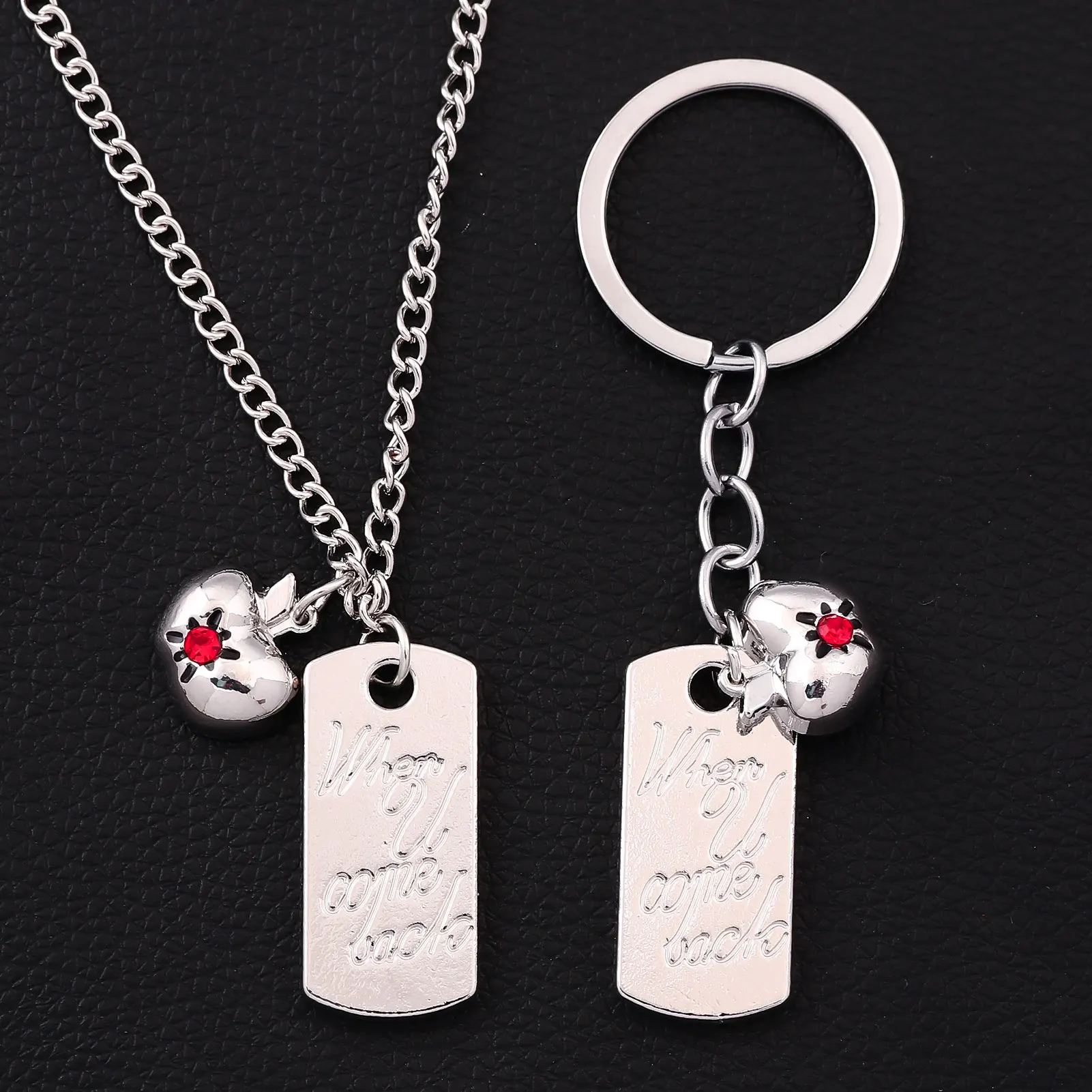 Game Love and Deepspace Caleb Necklace Keychain Summer Day Apple Clavicle Bag Pendant Women's Jewelry Accessories Gift 2Pcs/Set