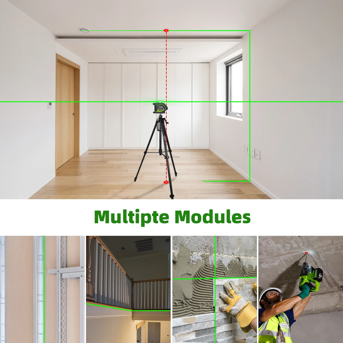 Green Laser Level With 2 Plumb Laser Dots,Self-Leveling 360° Coverage Laser Leve