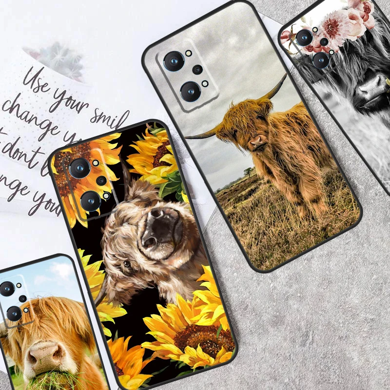 Cute Highland Cow Per Realme C55 C53 C35 C33 C30 C25S C21Y C11 C15 Gt3 Gt5 Gt Neo5 9 10 11 12 Pro Plus Case