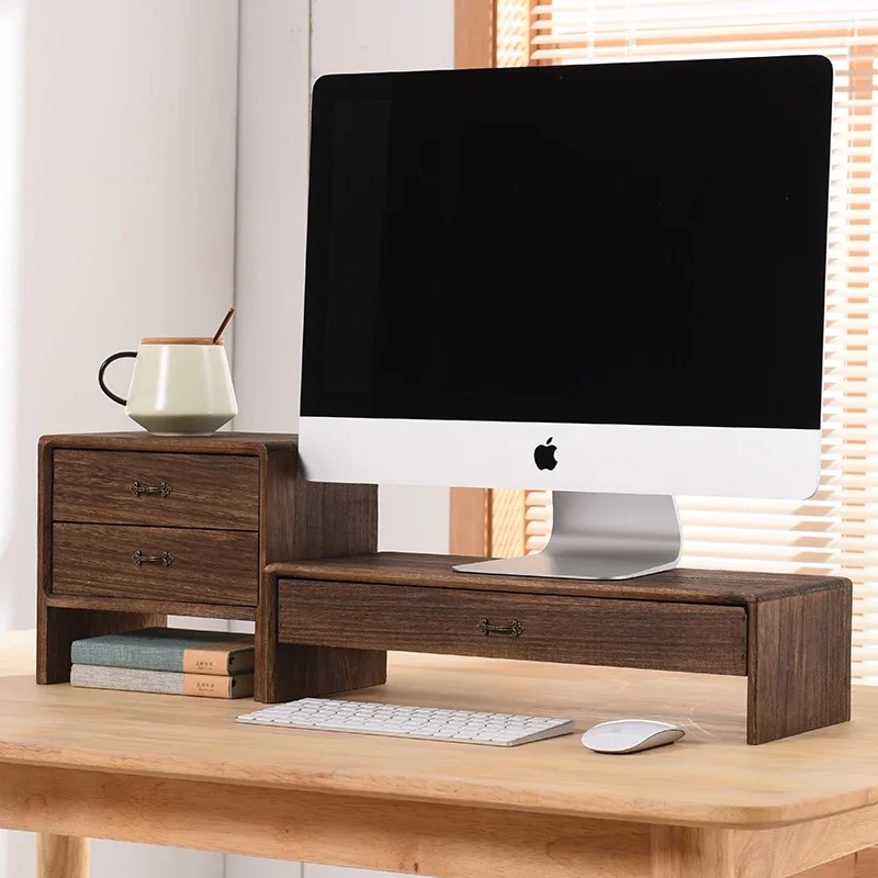 

Household Solid Wood Storage Box Monitor Heightened Base Table Top Computer Screen Elevated Office Desktop Storage Organizer
