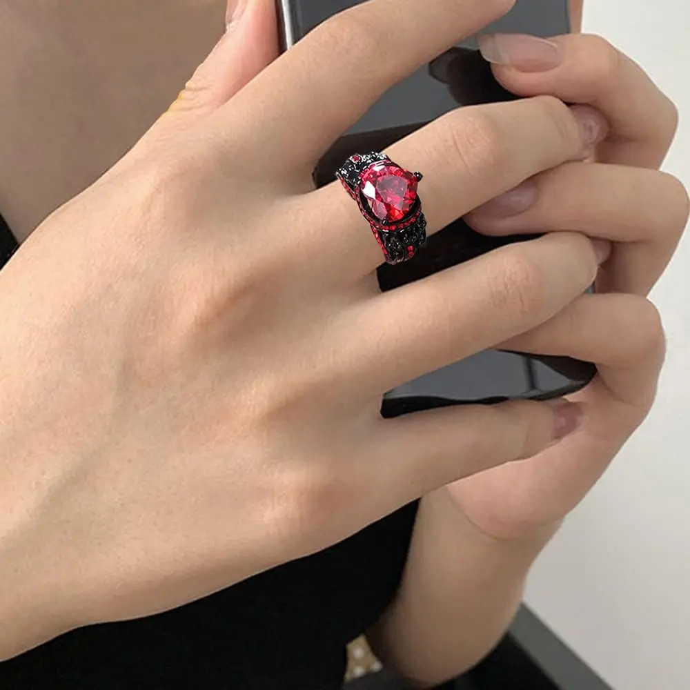 Gothic Skull Rings Biker Rings Vampire Accessories Halloween Gothic Engagement Rings for Women Gifts Christmas Gifts