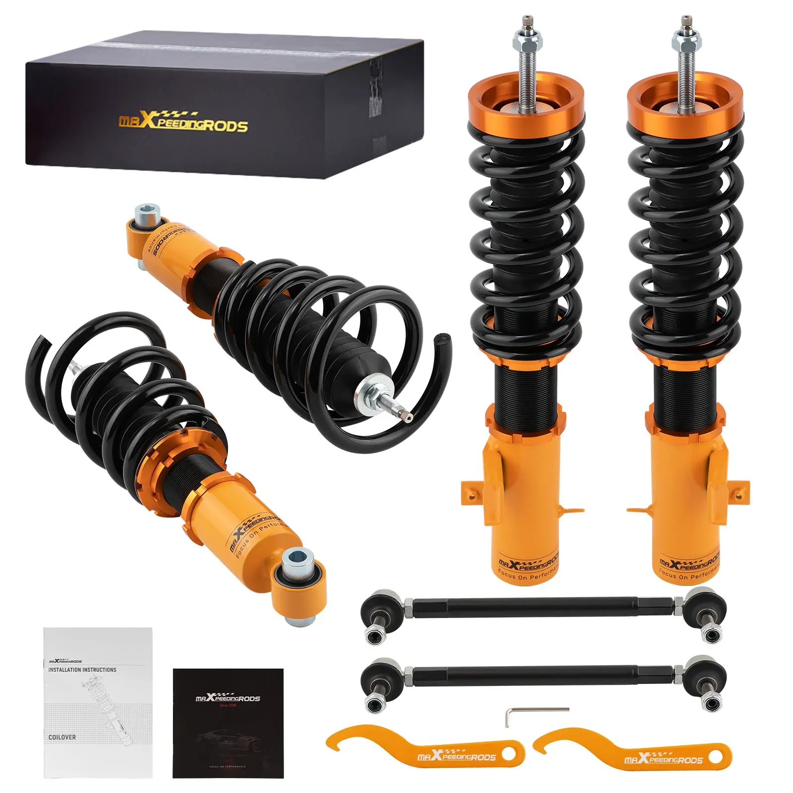 

Maxpeedingrods Damper Suspension Coilover Shock+Spring for Chevy Camaro 10-15 Adjustable Coilover Suspension Spring Shocks Kit