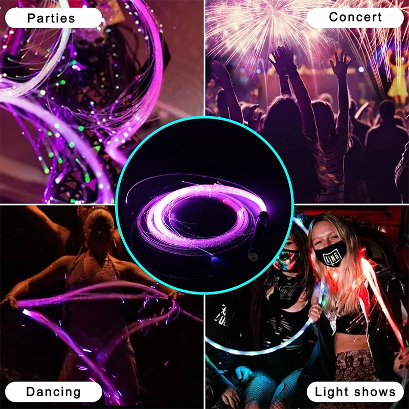 LED Fiber Optic Whip,Party Optical Dancing Whips,USB Rechargeable Pixel Light-up Hand Rope,Flow Toy,For Disco Rave Lighting Show