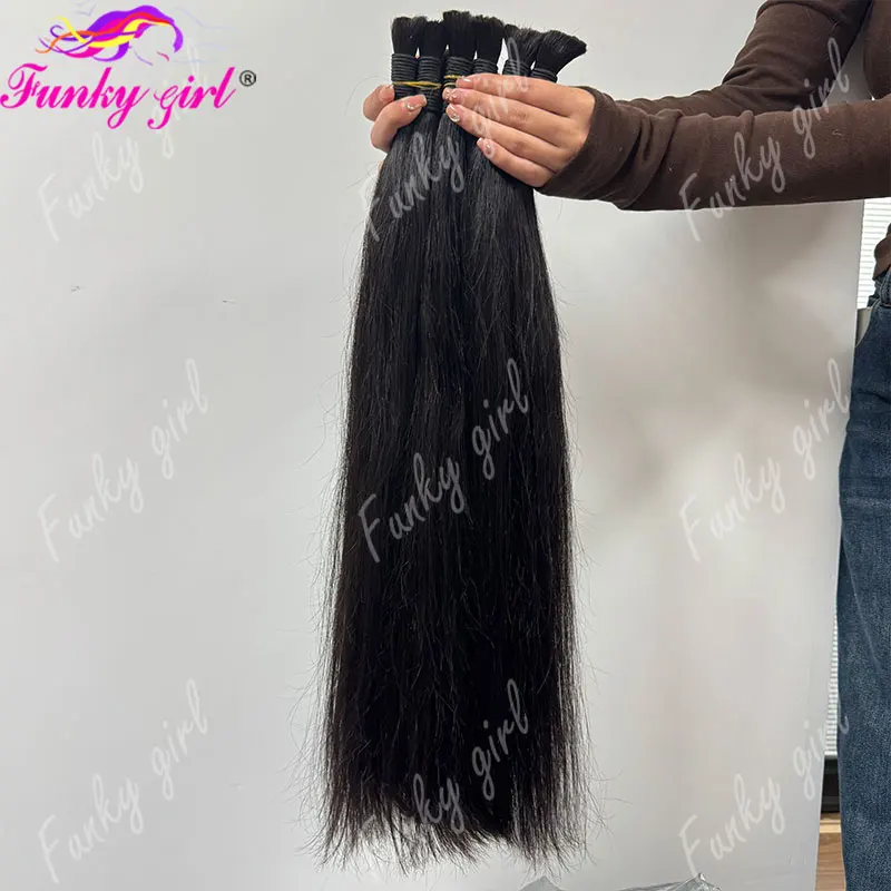 100% Human hair Straight Bulk Human Hair Remy Brazilian Virgin Hair Silky Straight Unprocessed Human Hair Extensions For Women 5