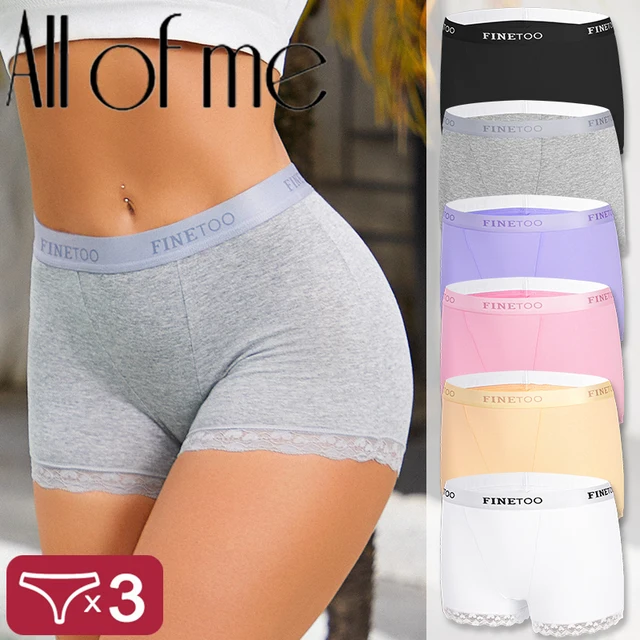 3 uds bragas de encaje para mujer, calzoncillos boxer de algodón, Boxers deportivos sin costuras, ropa interior femenina, lencería, ropa interior íntima S-XXL