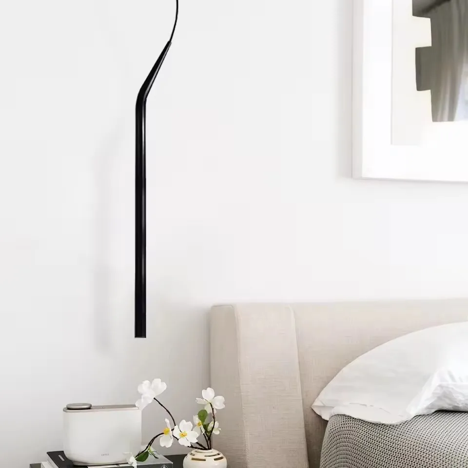 북유럽 롱 타입 싱글 LED 펜던트 램프, 모던 다이닝 룸, 바 펜던트 조명, 크리에이티브 라이너 서스펜션 조명