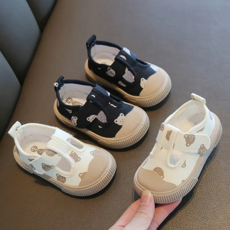 

Square Mouth Boys/Girls' Casual Shoes Spring Cartoon Soft Sole Walking Shoes Boys/Girls Small Children Shoe TPR Sole Canvas Shoe