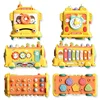 Multifunction Bus Children Toys Musical Instrument Cartoon Pulling Out Carrots Baby Montessori Educational Toys Bus Storage Box 5
