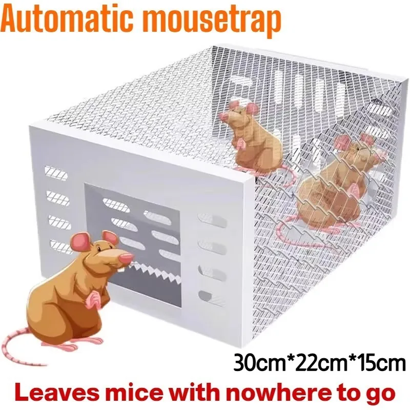 Mouse Trap Fully Automatic Reusable Metal Rat Cage Self-Locking Rodent Catcher Humane Rat Trap for Indoor Outdoor Pest Control