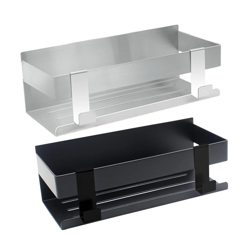 

Multifunctional Storage Tray with Hooks Metal Shampoo Holder Kitchen Shelves Dropship