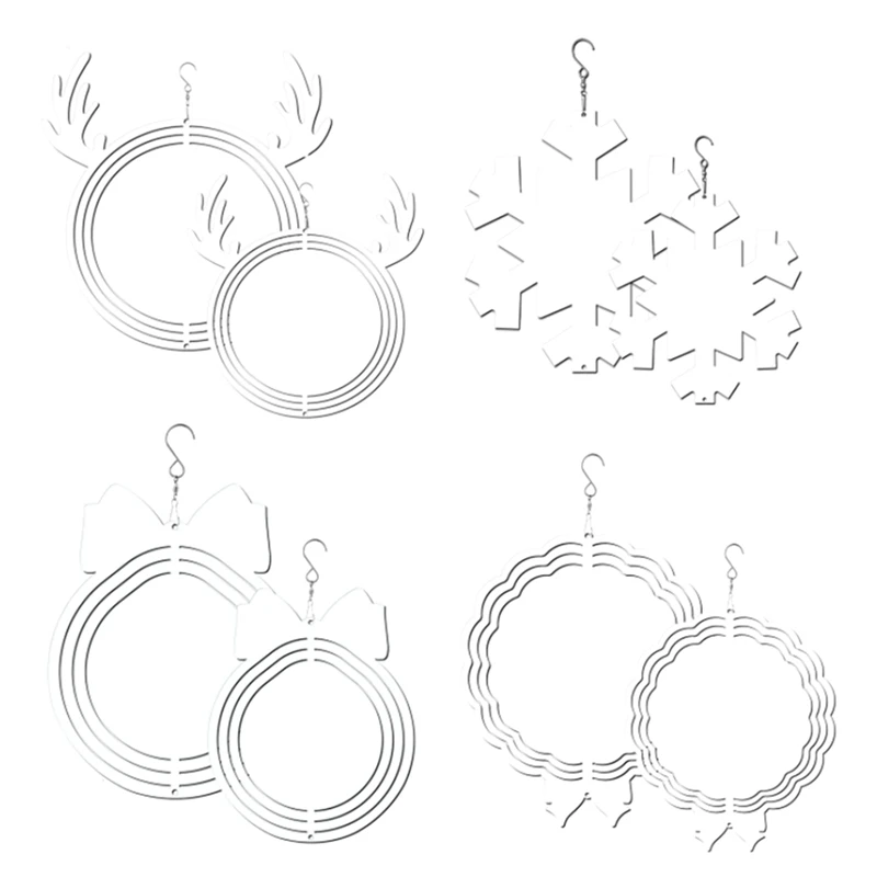 

8Pack 3D Sublimation Wind Spinner Blanks Hanging Wind Spinners For Indoor Outdoor Christmas Garden Decoration