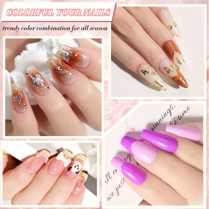 Poly Nail Gel Kit with UV Light Base and Matte Glossy Top Coat Nail Gel Polish Soak off Manicure Accessory Tools 5