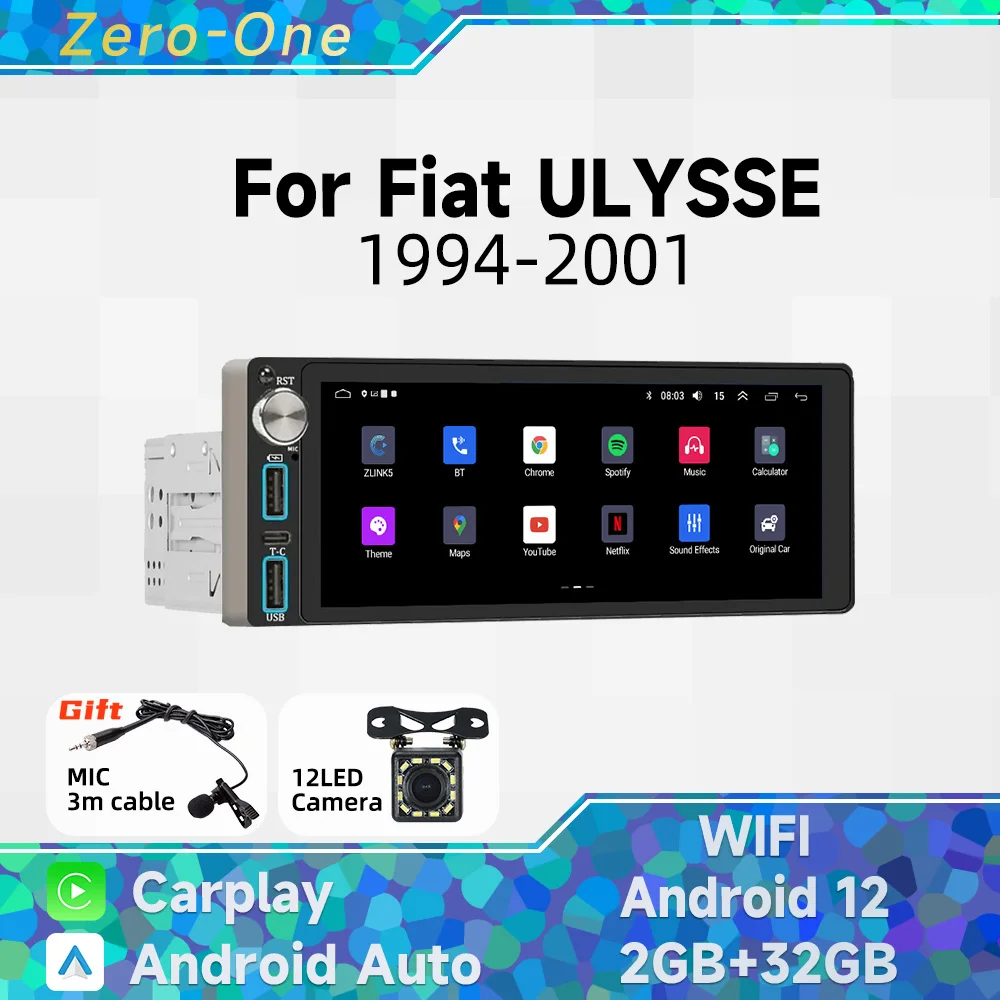 

Автомагнитола Carplay для Fiat ULYSSE, мультимедийный стерео-плеер на Android с экраном 1994-2001 дюйма, GPS-навигацией, Wi-Fi, Типоразмер 1 Din