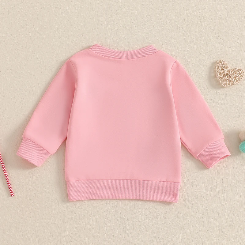 Baby Girl Valentines Sweatshirt Heart Embroidery Long Sleeve Pullovers Autumn Tops for Toddler Cute Clothes Outfit
