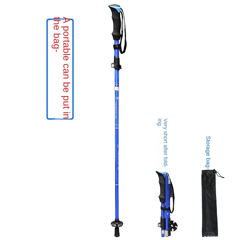 New Light Short Folding Alpenstock Aluminum Alloy Telescopic Walking Stick Outdoor Hiking Equipment Walking Stick