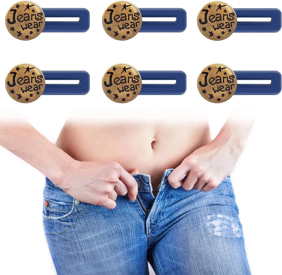 Bekecidi 4 Paia di Bottoni per Jeans Con Fiocco, Staccabili, per Pantaloni Con Fibbia Regolabile in Vita, Clip di Regolazione Senza Cucire