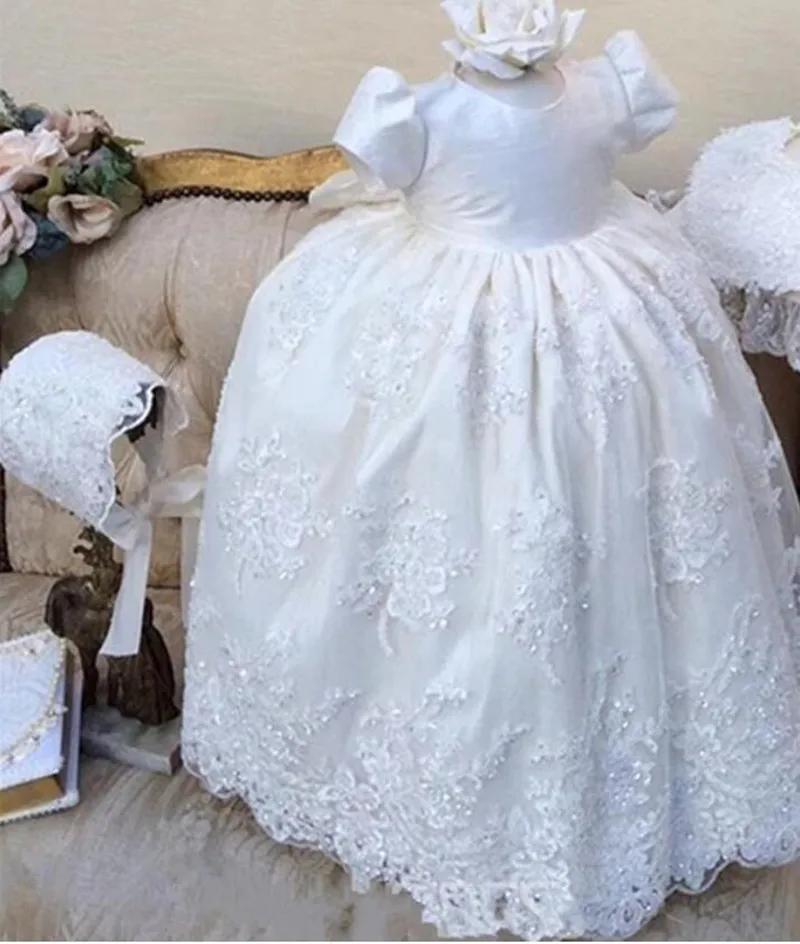 

Infant Baby Girls Flower Dresses Christening Gowns Newborn Babies Baptism Clothes Princess Tutu Birthday Party Wedding White