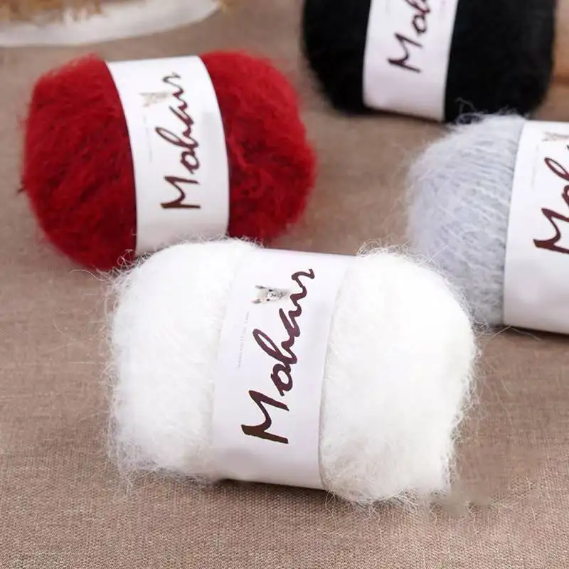 긴털 플레인 모헤어 원사, 수제 공예에 적합한 고품질 원사, 스웨터, 헤어끈 및 작은 장식품 뜨개질에 적합한 원사, 초보자에게 적합한 원사