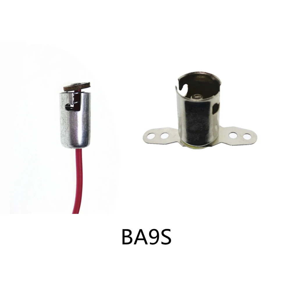 10 Adaptadores BA9S/T10 Para Bombillas - Portalámparas Con 2 Cables, 12V DC, Ideales Para Luces De Coche O Techo