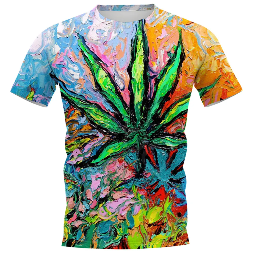 

Summer Hot Selling New Green Weed Leaves 3D Printing Men's T-shirt Casual Style Men's T-shirt