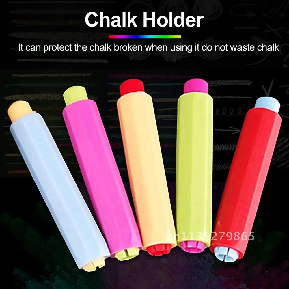 문구 그림 초크 거치대 보관 건강 교사 어린이 학교 사무실 하드 케이스, 다채로운 무독성 보호 클립, 5 개