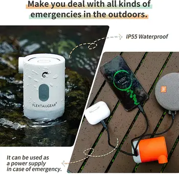 FLEXTAILGEAR Max Pump 2 Pro Portable Mini Air Pump Camping Equipment Electric Inflator USB Charging Illumination For Outdoor 5