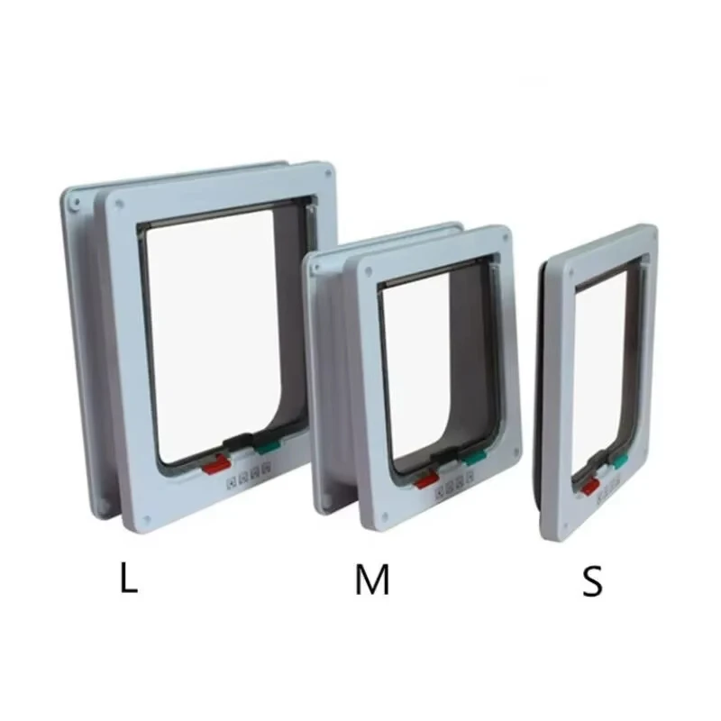 4 Way Lockable Dog & Cat Door,Pet Gate Allows Free Access in Both Directions,Flap Pet Gate Door,Cat door, Pet Safety Supplies