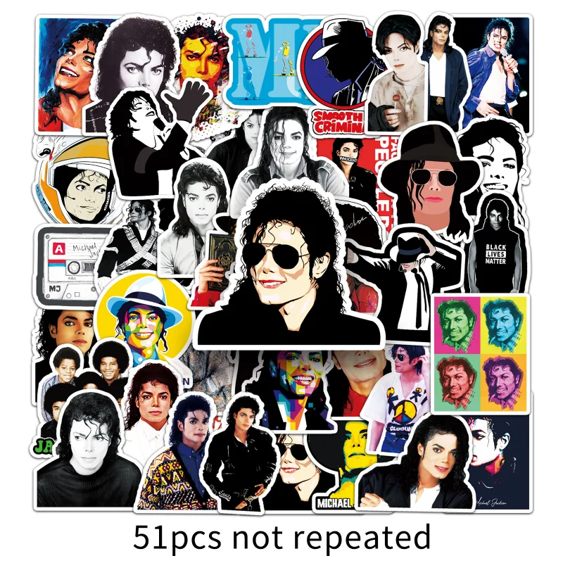 51 Adesivi Michael Jackson, Sticker Decorativi Fai-da-Te per Valigie, Auto, Tablet, Computer, Frigoriferi - immagine 5