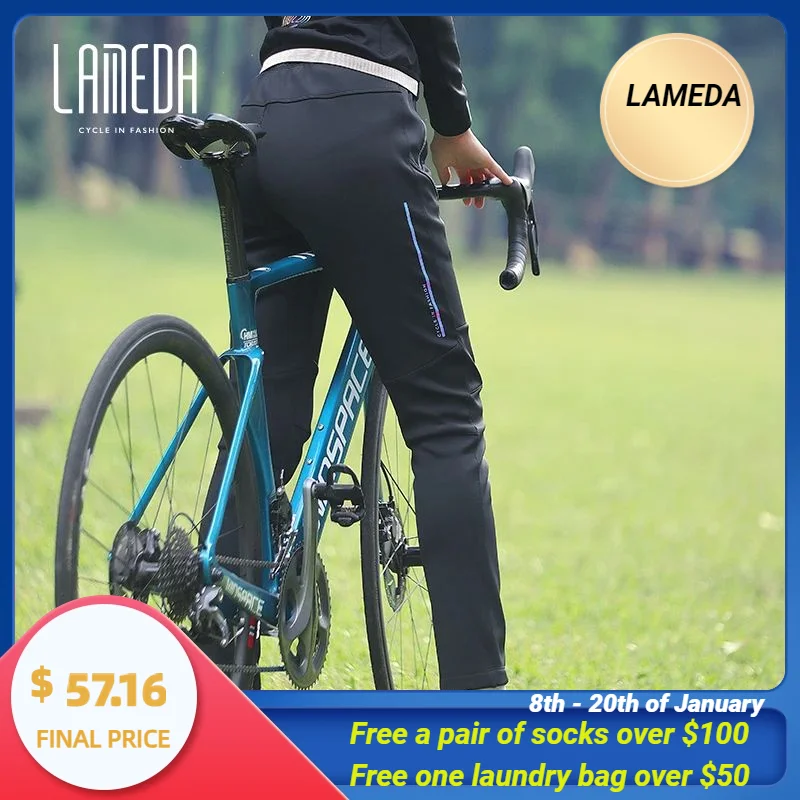 Lameda Cycling Pants Women Winter Warm Long Bike Pants Fleece