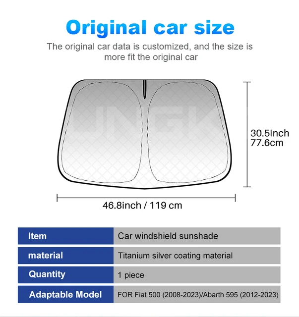 Parasole Per Parabrezza Fiat 500 Abarth 595 2017-2024 - Ripiegabile, Protezione UV, UPF 50+ - Foto 6