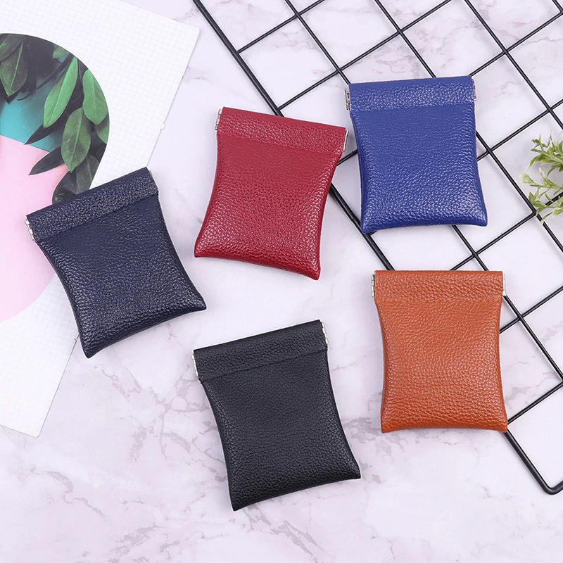 Creative PU Leather Coin Purse Credit Card Holder Small Wallet Money Earphone Coin Change Pouch For Women Men squeeze to open