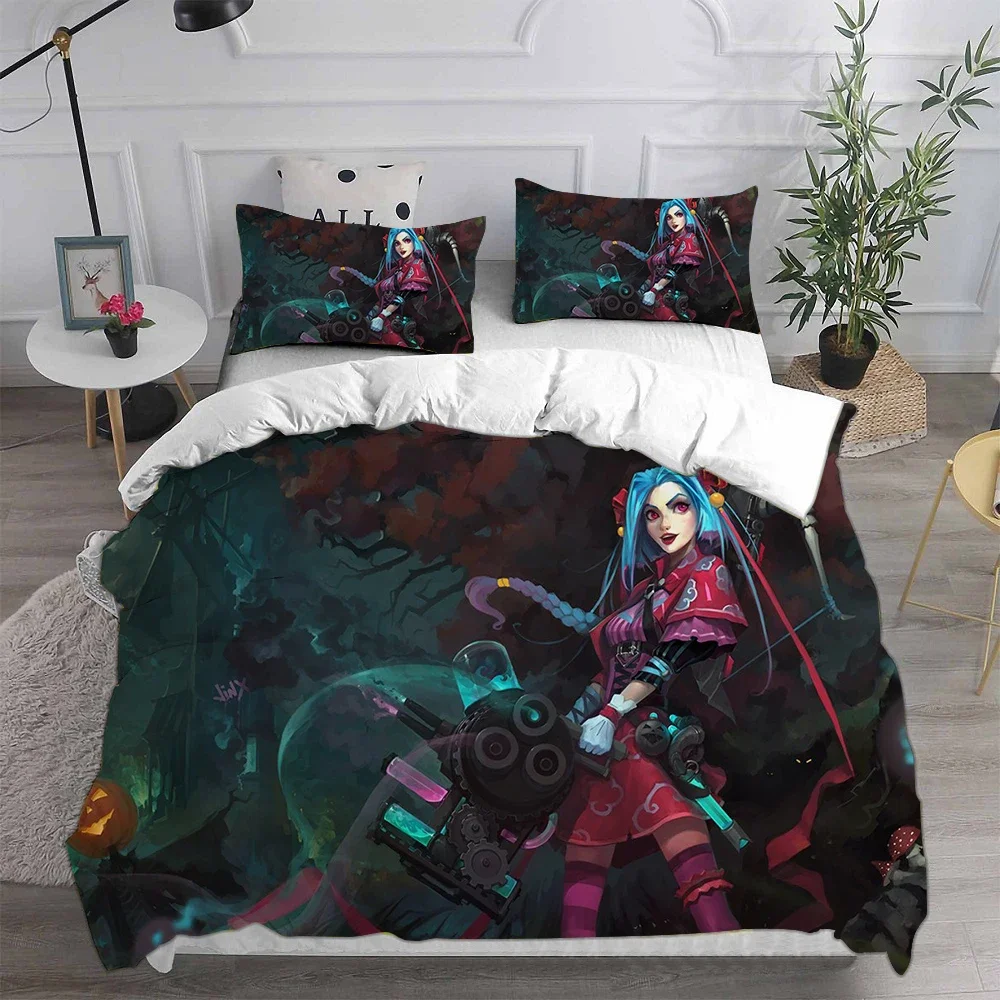 3D Printed Jinx Arcane Bedding Set Pillowcase Duvet Cover Double Twin Full Queen King Adult Kids Bedclothes Quilt Cover 3