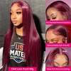 99J Colored Lace Front Human Hair Wigs Straight Burgundy 13x4 HD Transparent Full Lace Frontal Wig Red Glueless Wigs For Women 2
