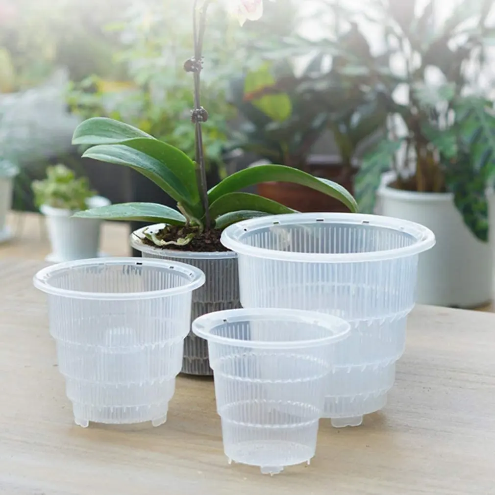 

2023 Clear Flower Pot Orchid Pot With Breathable Hole Slotted Plastic Planter Container For Garden Desktop Decor Fast Delivery