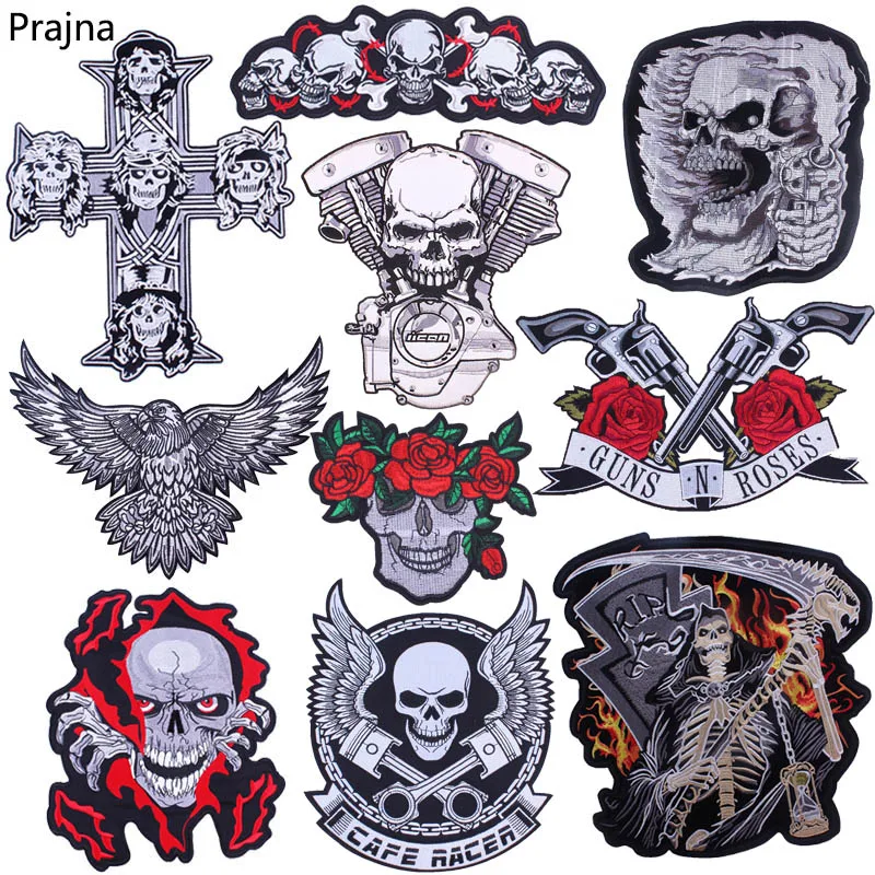 Goth Gothic Patches for Clothing Iron-on Badges Black Applique For Jacket  Decorative Ironing Skull Patch