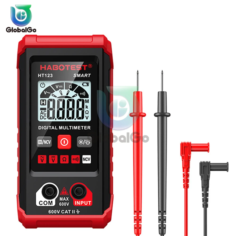 HT123 smart digital multimeter AC/DC voltage resistance continuity measurement tester NCV 2000 count with backlight digital multimeter