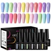 MEET ACROSS 12Pcs/Set Gel Nail Polish Set Colorful Glitter Nail Art Long-Lasting Soak Off UV Gel Kit for Manicure Nails Vernis 4
