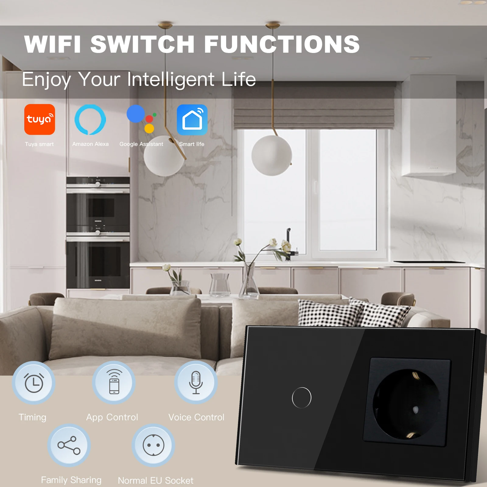 toque interruptor de vidro tuya smart life 02