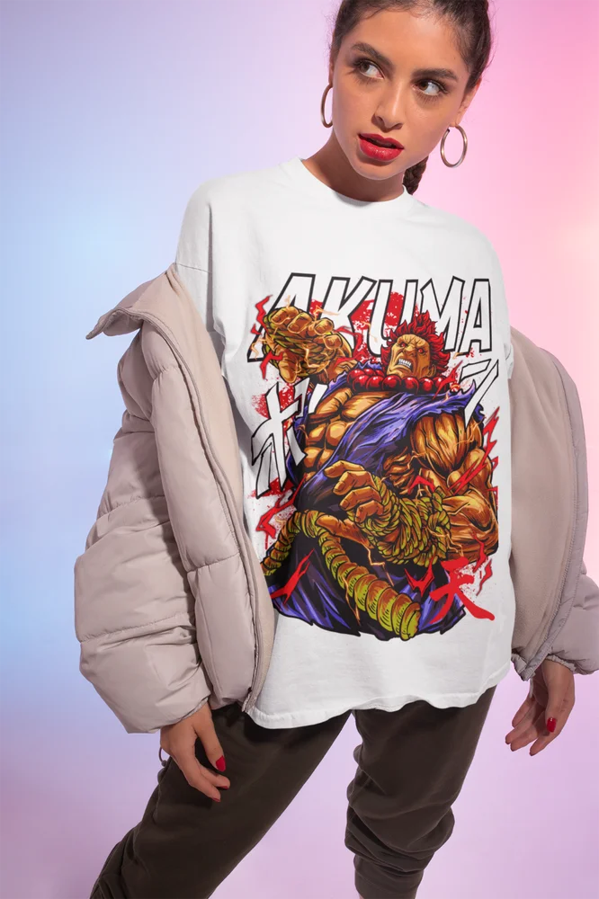 Akuma Gouki Graphic Tee - Karate and Video Games Fighting Shirt