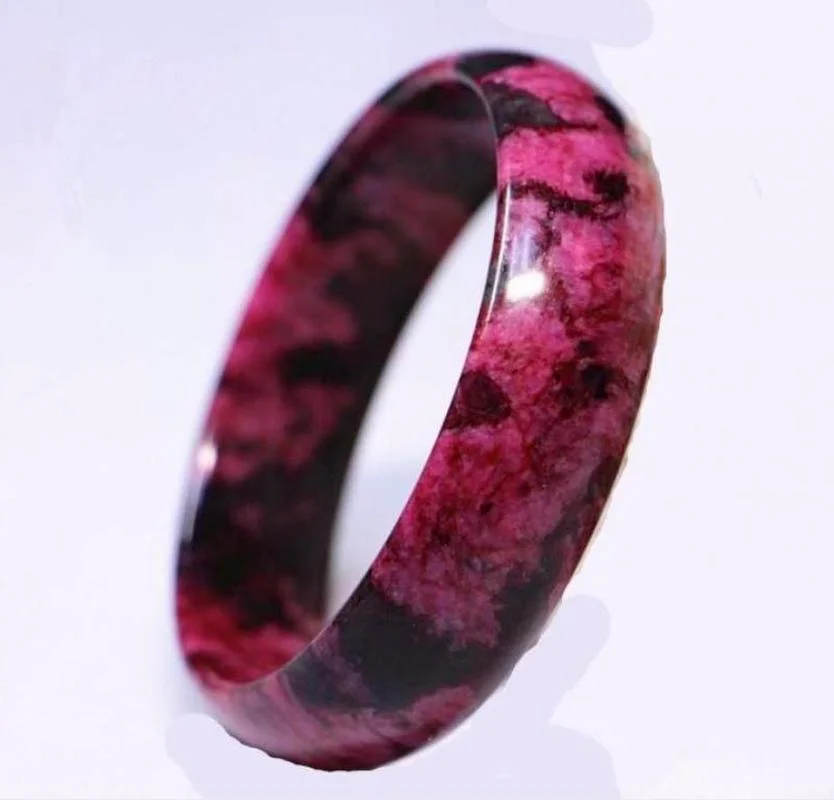 Hot Selling Natural Men Women Jade Bangle Bracelet Pink Balck Flower Gemstone Charm Fashion Jewellery.