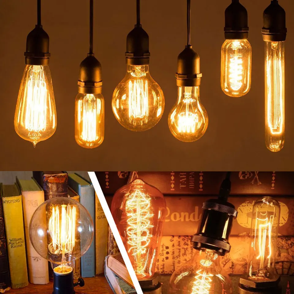Reteo Edison Light Bulb 220V 110V E27/E26 A19 ST64 40W Vintage Filament Light Bulb Edison Lamp For Home Vintage Edison Lamp