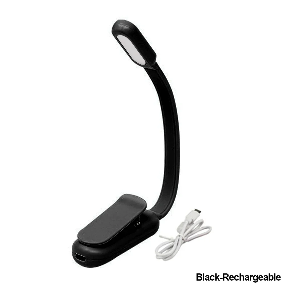 Compact LED Clip-On Reading Lamp with Adjustable Brightness and USB Rechargeable Battery