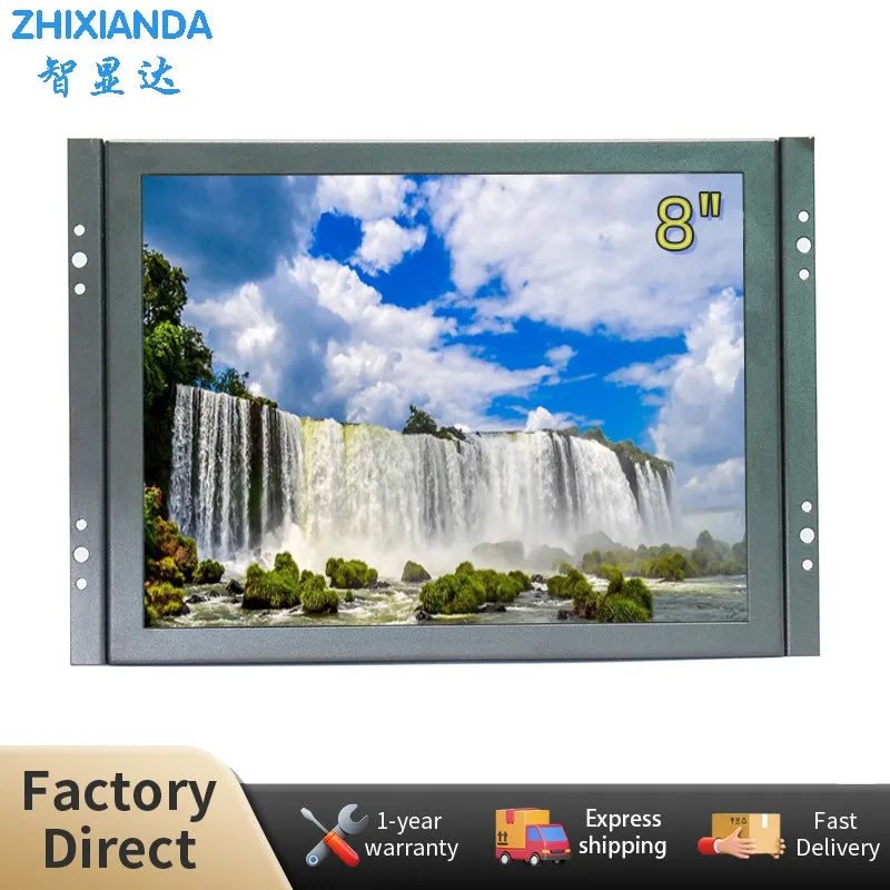 

Zhixianda 8 Inch 4:3 1024x768 Open Frame LCD Capacitive Touch Screen Display Industrial Monitor With AV USB VGA HDMI Interface