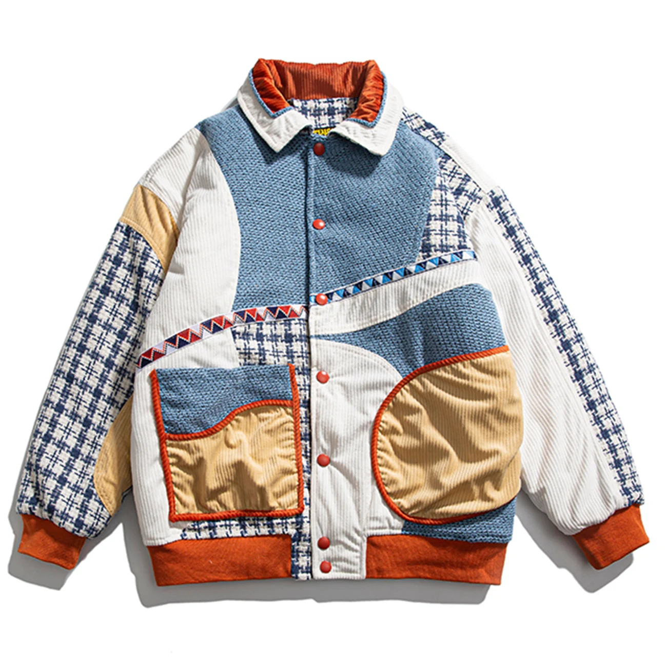 

LACIBLE Men Women Hip Hop Baseball Jacket Coat Varsity Jacket Contrast Stitching Jacket Outwear Streetwear Tops Thick