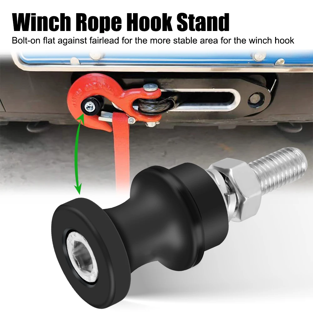 Black Car Winch Rope Hook Stand Steel For 3/8 1/2 Clevis Slip Aluminum Alloy 10" Bolt Mount Half-Linked Winch Hook car winch hook