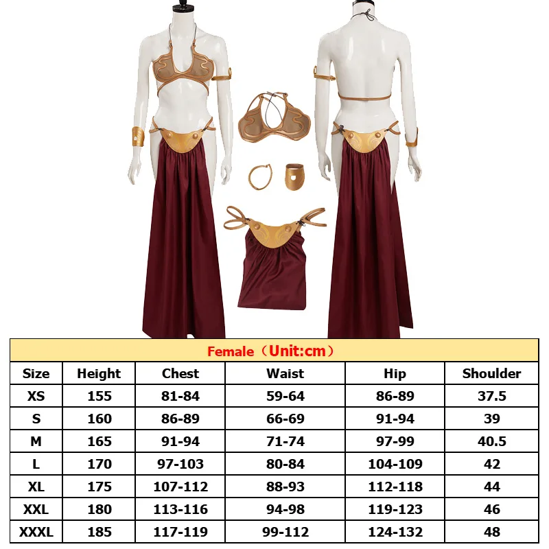 Princess Leia Cosplay Costume Movie Space Battle Fantasy Sexy Slave Dress Bikini Suit Women Halloween Party Roleplay Outfit