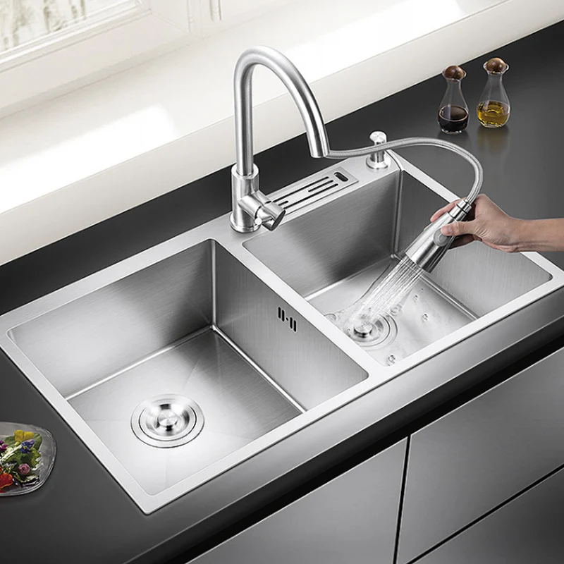 Kitchen Sink Above Counter Udermount Sinks Vegetable Washing Basin Stainless Steel Single Bowl