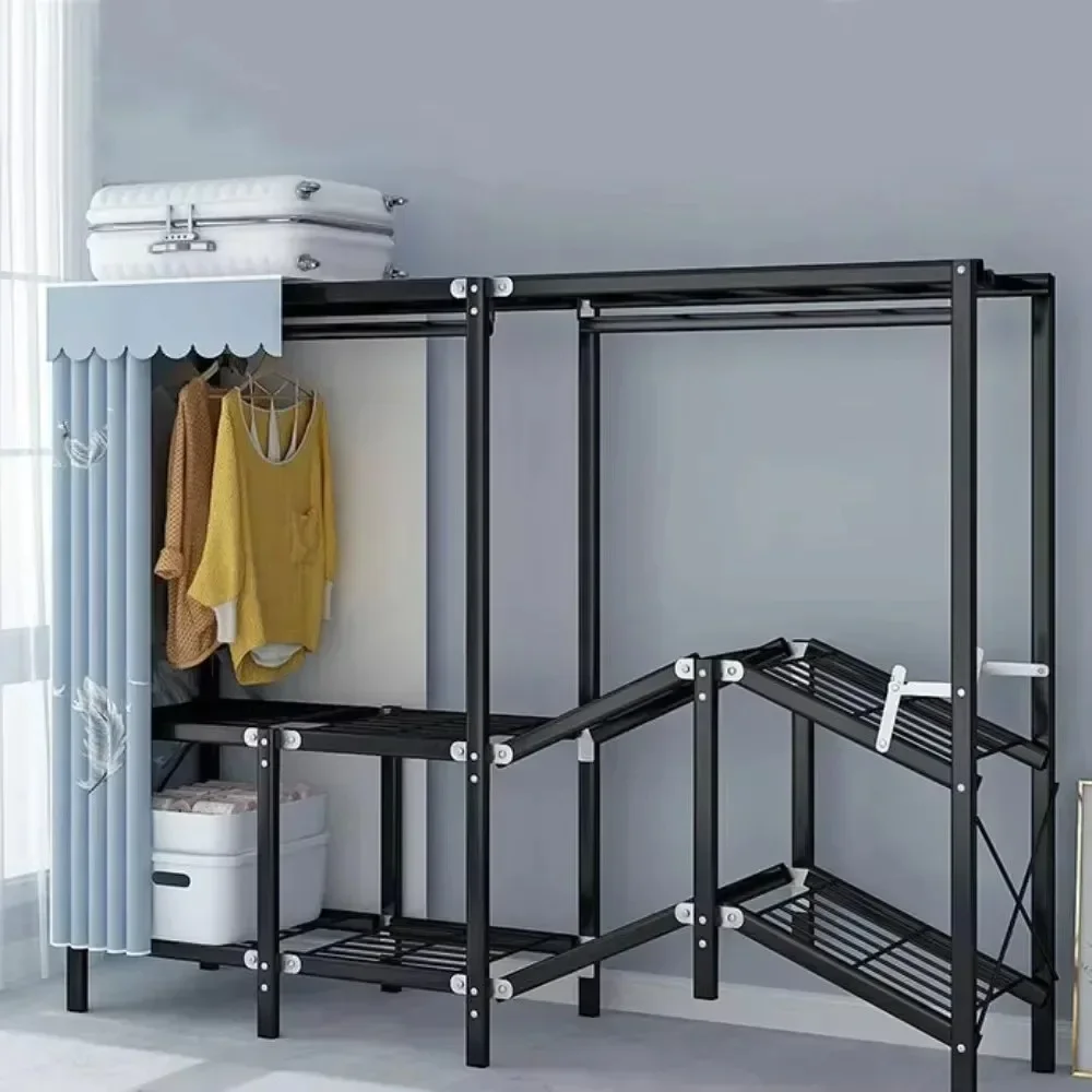 Foldable Installation-Free Wardrobe Heavy Duty Portable Closet With Cover Clothes Racks For Hanging Clothes