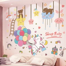 

Balloons Stars Clouds Wall Stickers DIY Unicorn Bears Animals Wall Decals for Kids Bedroom Children Nursery Home Decoration
