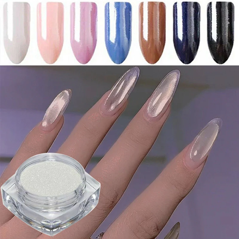 Pearl Nail Glitter Powder Aurora Nails Ice Transparent Sparkle Iridescent Effect Nail Art Pigment Chrome Glitters For Manicure